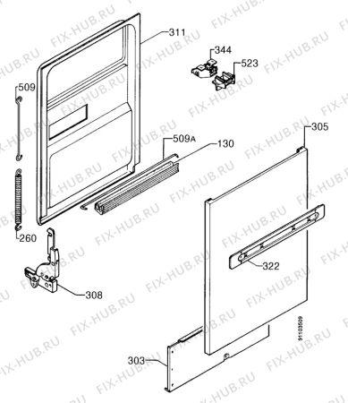 Взрыв-схема посудомоечной машины Aeg F5470VI - Схема узла Door 003